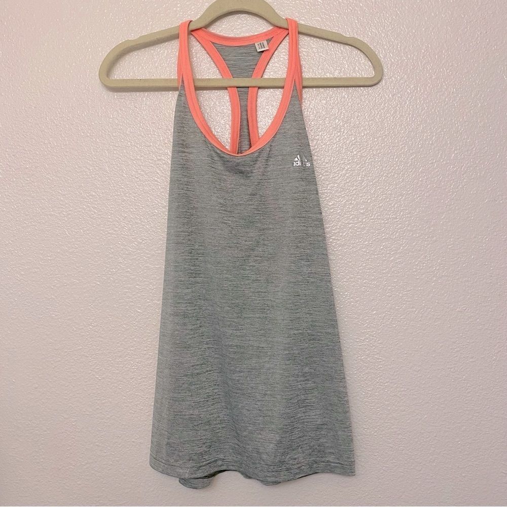 Adidas Racer back gray peach pink trim,  tank top loose fit climalite-size L